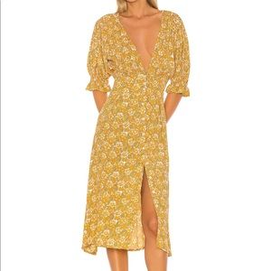 Faithful the Brand Rafa dress in saffron delphine